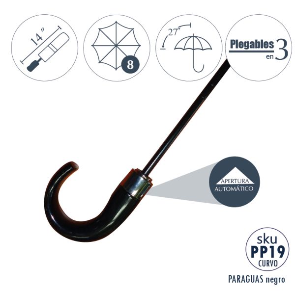 PARAGUAS GOLF PREMIUM PLEGABLE SEMI-AUTOMÁTICO, PUÑO VUELTO 28" - Image 4